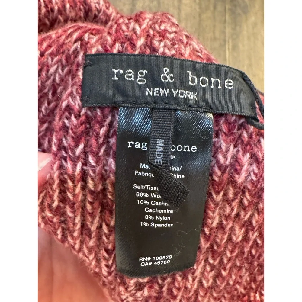 Rag & Bone Women's Wool Blend Heritage Beanie Winter‎ Hat Burgundy $165